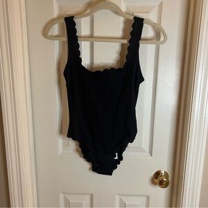 Mango Black Scalloped One-Piece Swimsuit